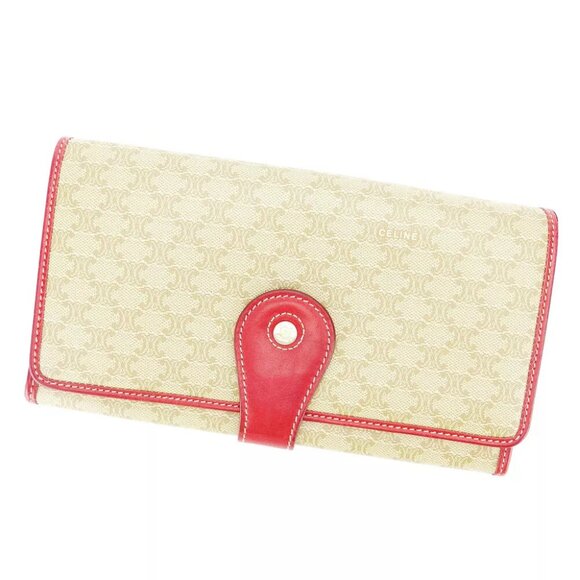 CELINE wallet macadam beige PVC ?~ leather Authentic used